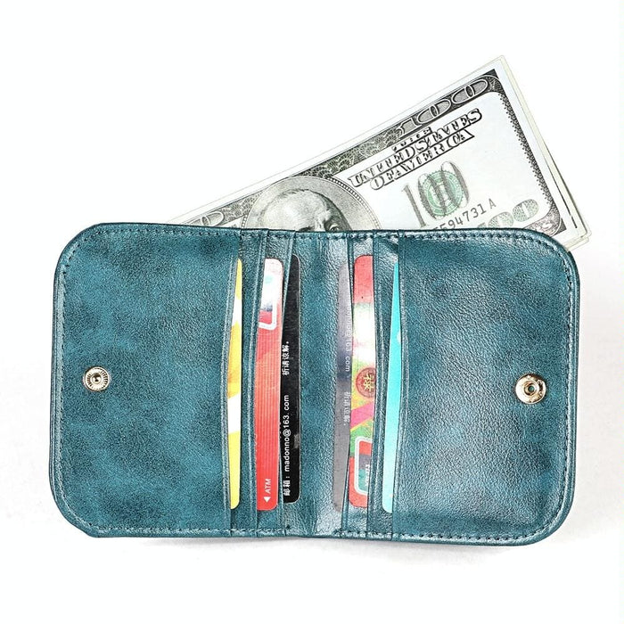 Compact Rfid Blocking Leather Coin Purse For Women