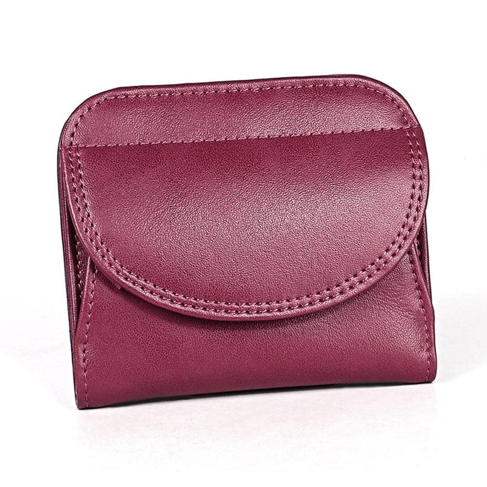 Compact Rfid Blocking Leather Coin Purse For Women