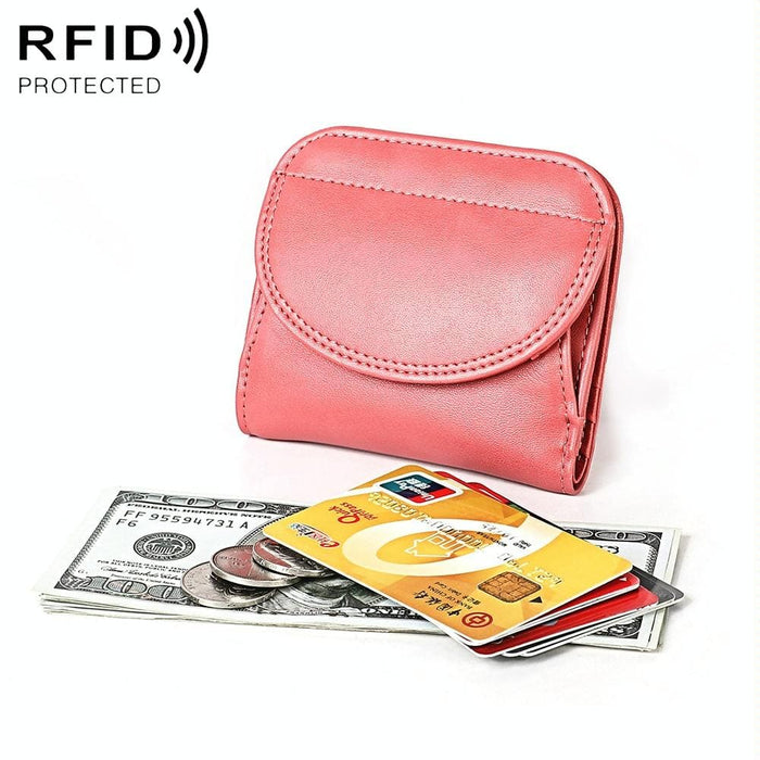 Compact Rfid Blocking Leather Coin Purse For Women