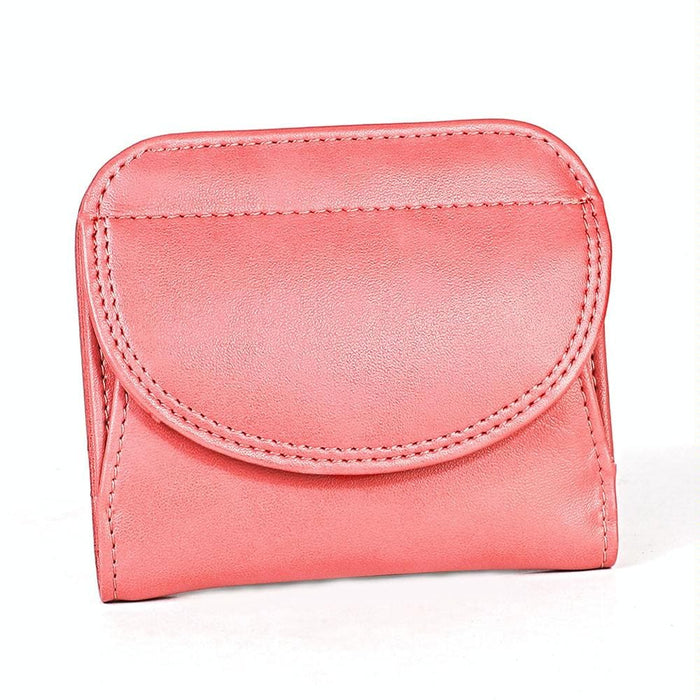 Compact Rfid Blocking Leather Coin Purse For Women