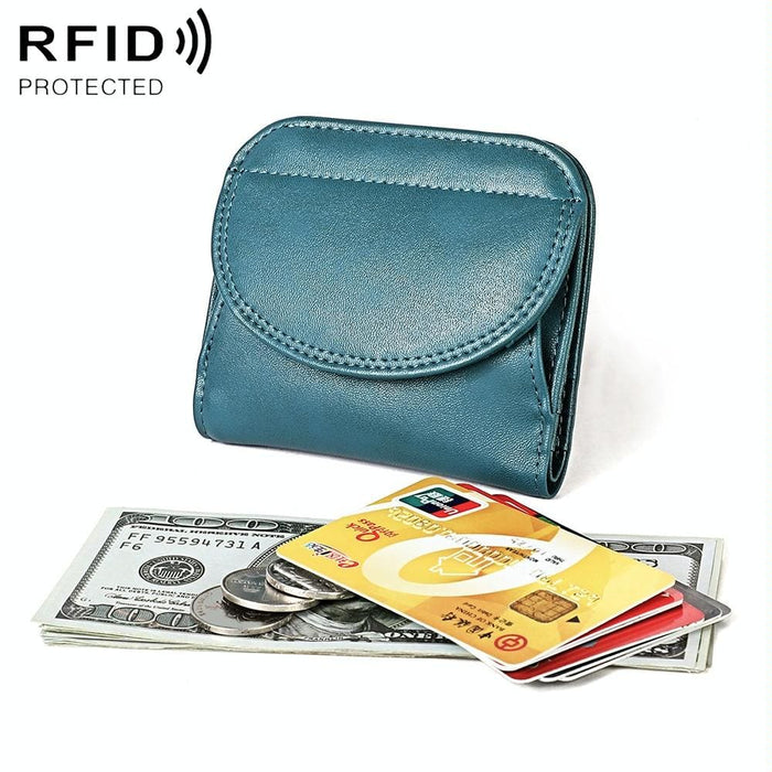 Compact Rfid Blocking Leather Coin Purse For Women