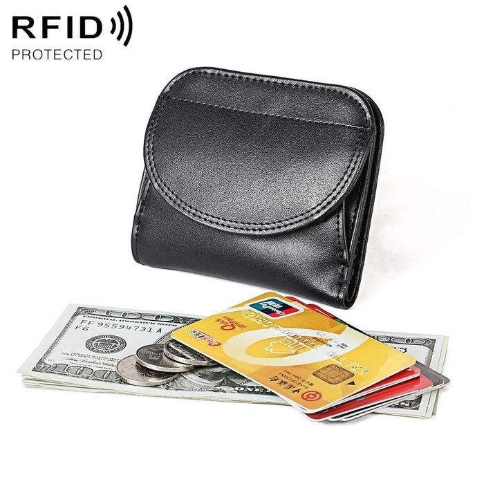 Compact Rfid Blocking Leather Coin Purse For Women