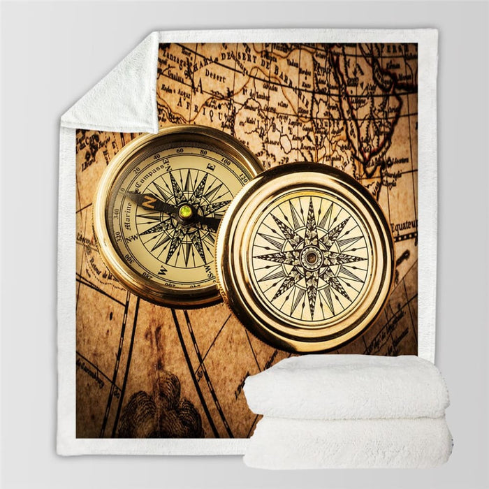Compass Throw Blanket Nautical Map Cool Bedspread World