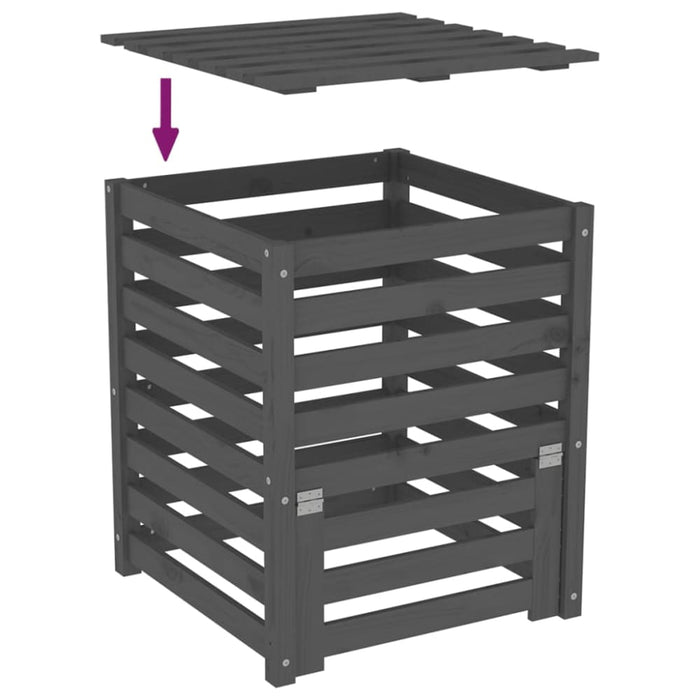 Composter Grey 63.5x63.5x77.5 Cm Solid Wood Pine Nxtnob