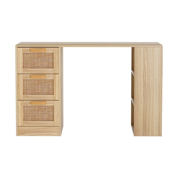 Computer Desk Drawer Shelf Home Office Study Table Rattan