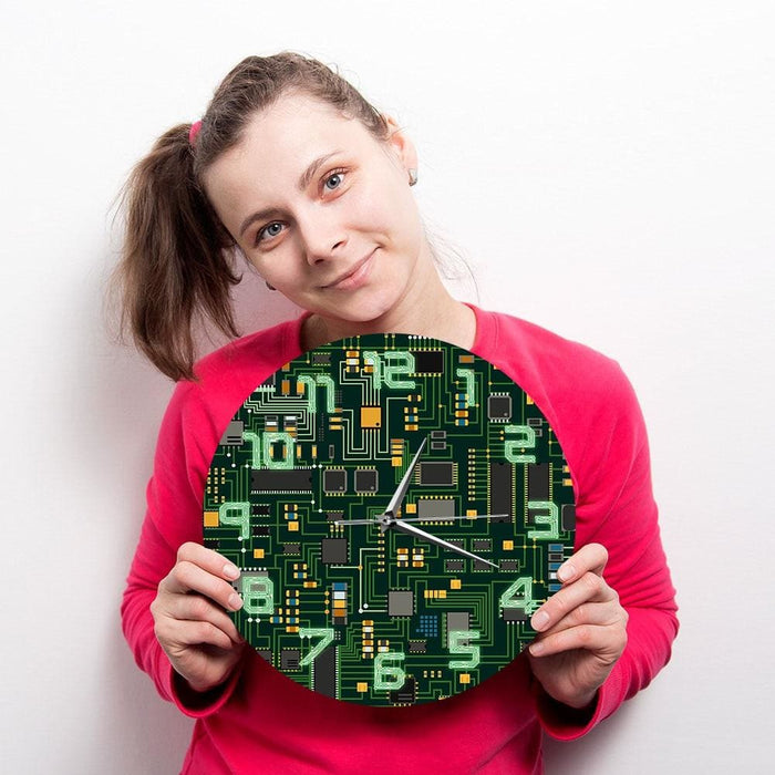 Computer Electronic Chip Circuit Board Geeky Wall Clock