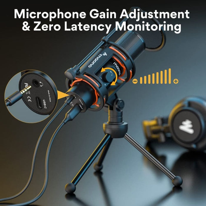 Usb Computer Microphone Condenser Mic With Gain Knob Zero