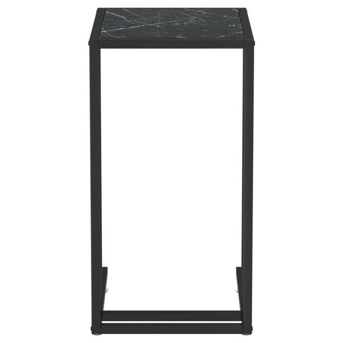 Computer Side Table Black Marble 50x35x65 Cm Tempered Glass