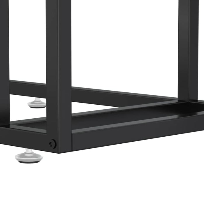 Computer Side Table Black Marble 50x35x65 Cm Tempered Glass