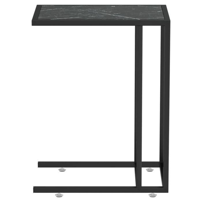 Computer Side Table Black Marble 50x35x65 Cm Tempered Glass