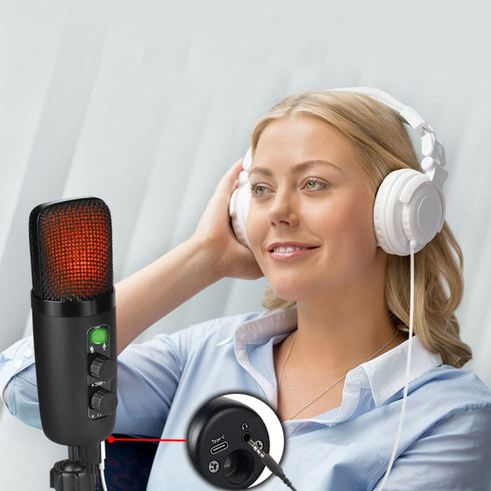 Vibe Geeks Usb Condenser Microphone Set with Rgb Lighting