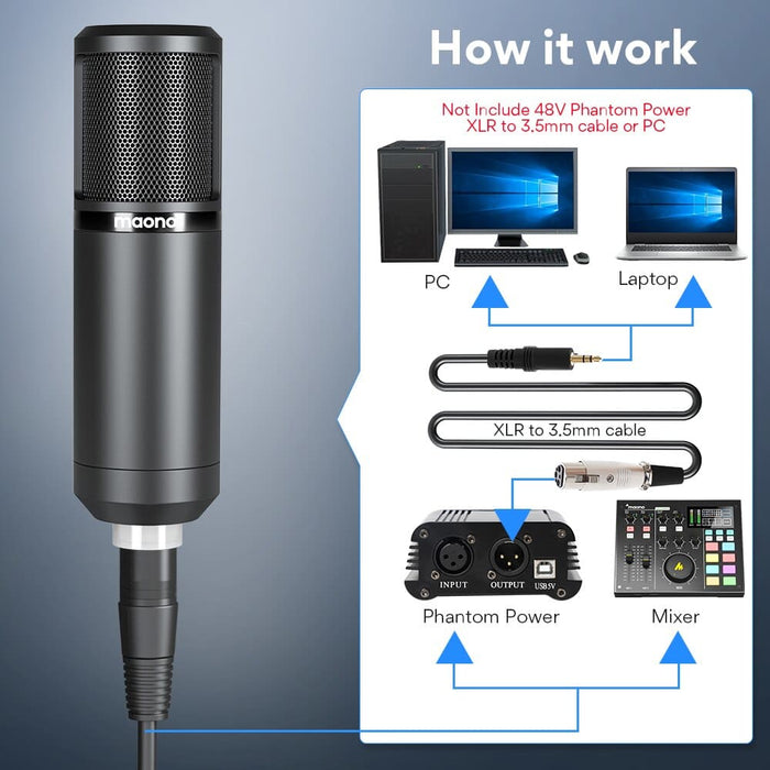 Xlr Condenser Microphone Kit Professional Cardioid Vocal