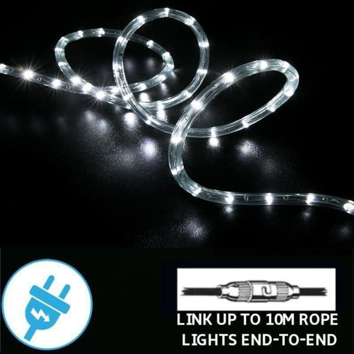 10m Connectable Rope Lights White 8 Functions
