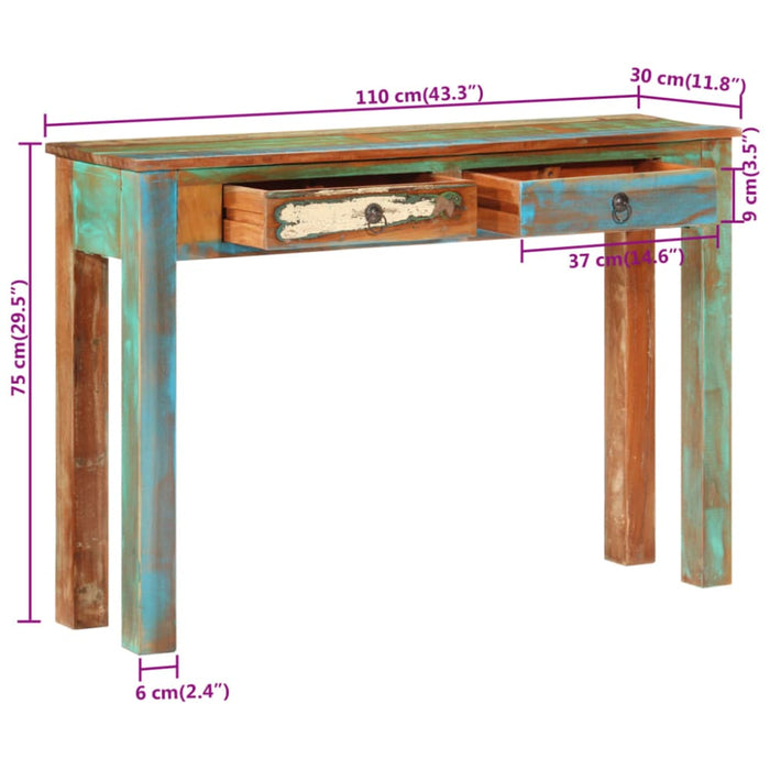 Console Table 110x30x75 Cm Solid Wood Reclaimed Tpxino