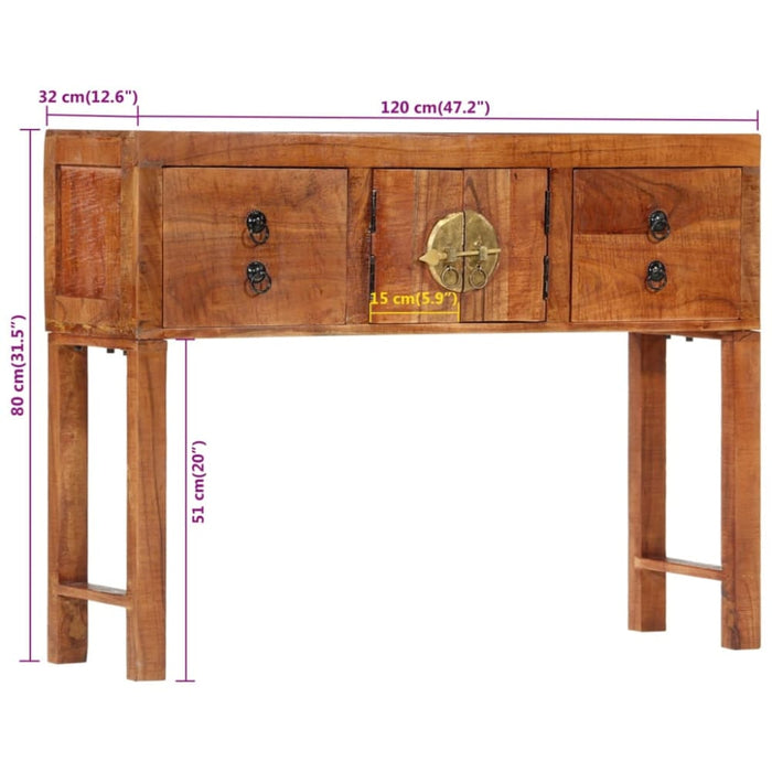 Console Table 120x32x80 Cm Solid Rough Wood Acacia Tpxblp