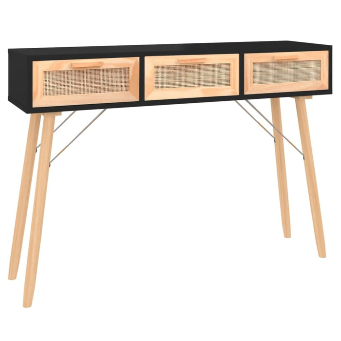 Console Table Black 105x30x75 Cm Solid Wood Pine&natural