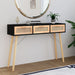 Console Table Black 105x30x75 Cm Solid Wood Pine&natural