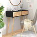 Console Table Black 80x30x75 Cm Solid Wood Pine&natural