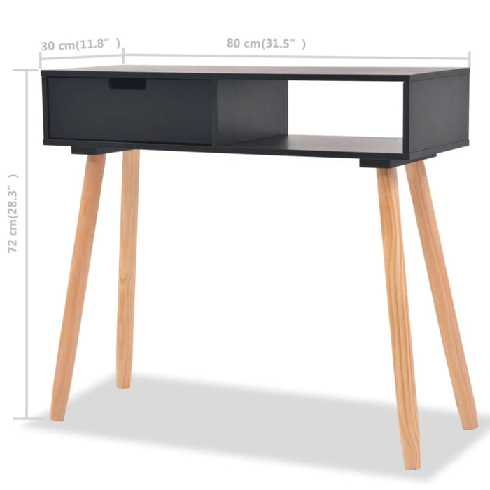 Console Table Solid Pinewood 80x30x72 Cm Black Xaaitn