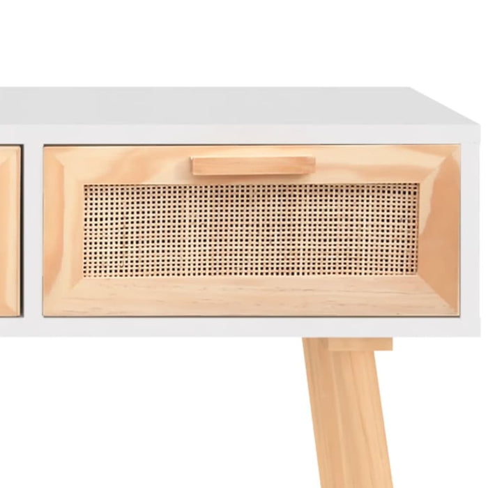 Console Table White 105x30x75 Cm Solid Wood Pine&natural