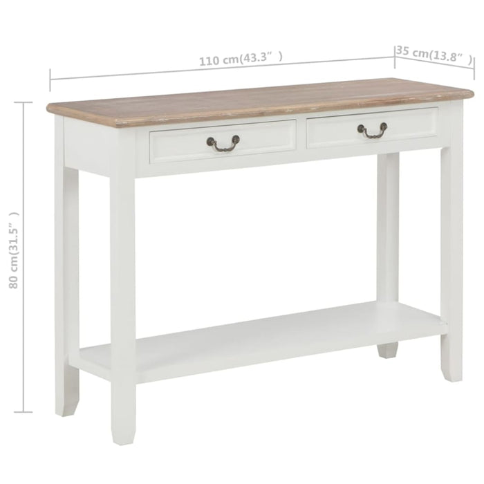 Console Table White 110x35x80 Cm Wood Xakkbo