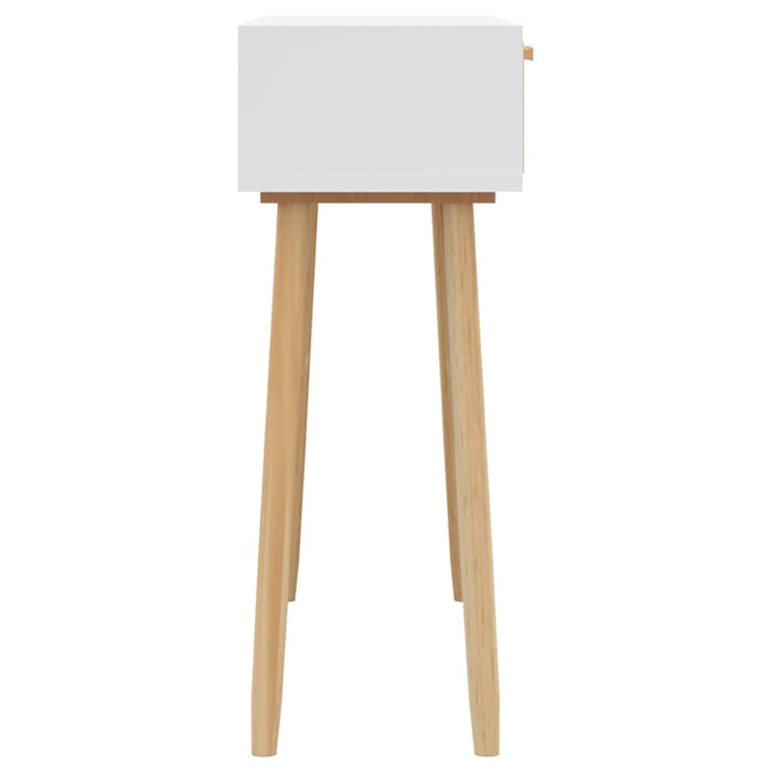 Console Table White 80x30x75 Cm Solid Wood Pine&natural