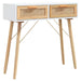 Console Table White 80x30x75 Cm Solid Wood Pine&natural