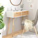Console Table White 80x30x75 Cm Solid Wood Pine&natural