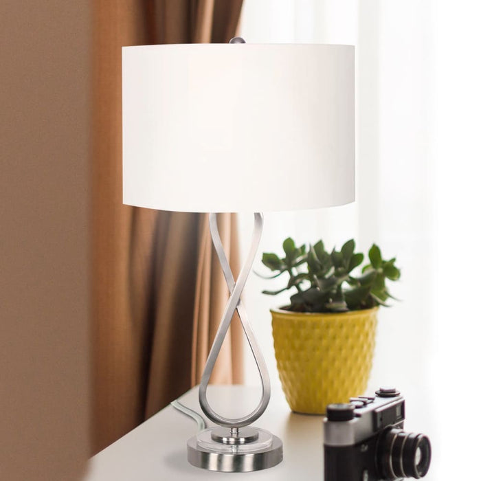 Contemporary Table Lamp In Nickel Finish
