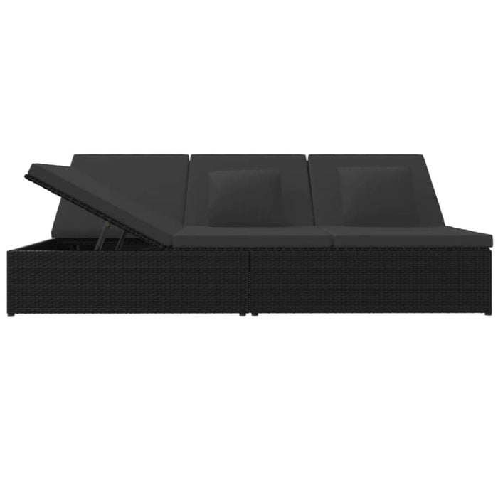 Convertible Sun Bed with Cushions Poly Rattan Black Toixao