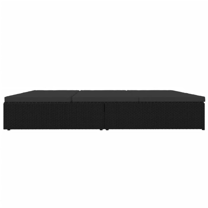 Convertible Sun Bed with Cushions Poly Rattan Black Toixao
