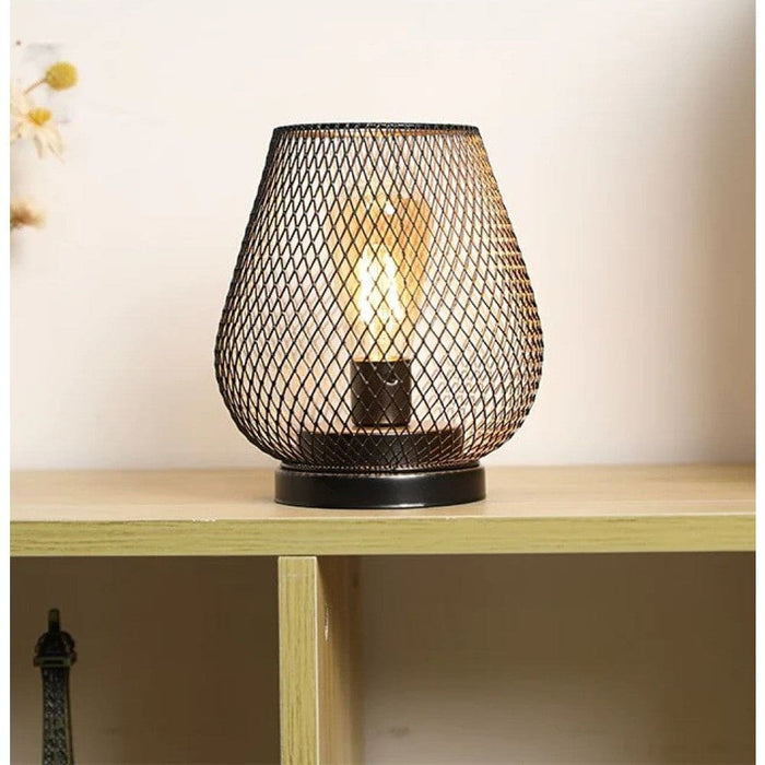 Cordless Battery Powered Hollow Cage Table Lamp for Home