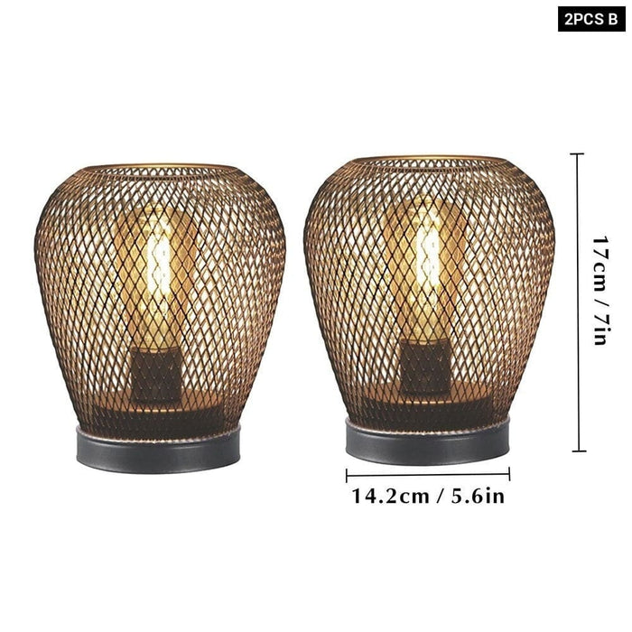 Cordless Battery Powered Hollow Cage Table Lamp for Home