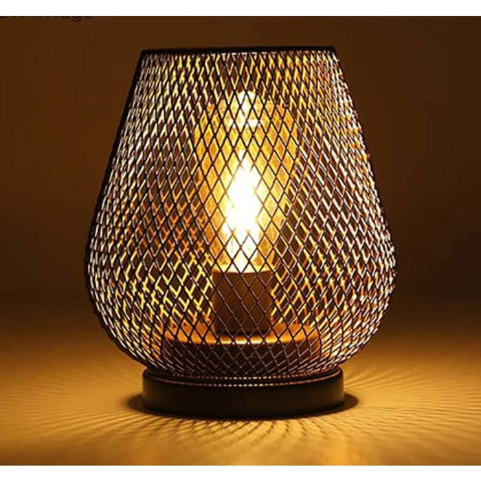 Cordless Battery Powered Hollow Cage Table Lamp for Home