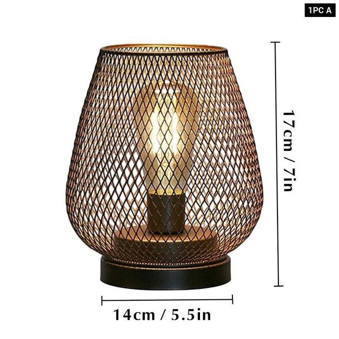 Cordless Battery Powered Hollow Cage Table Lamp for Home