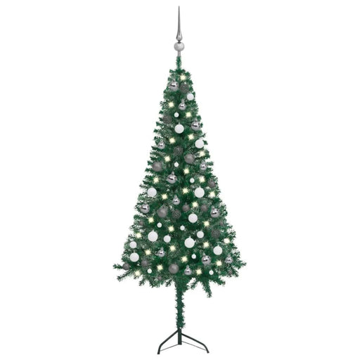 Corner Artificial Christmas Tree Leds&ball Set Green 150 Cm