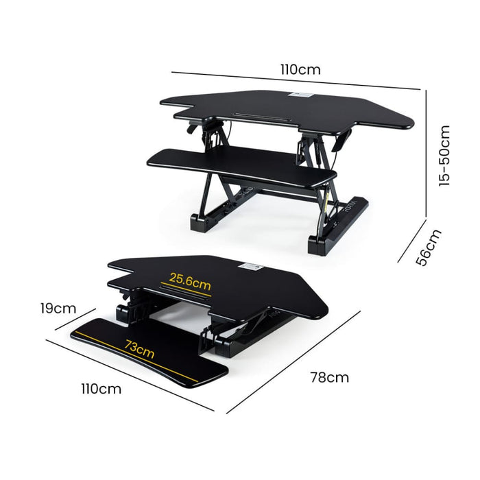 Corner Desk Riser 110cm Wide Adjustable Sit to Stand