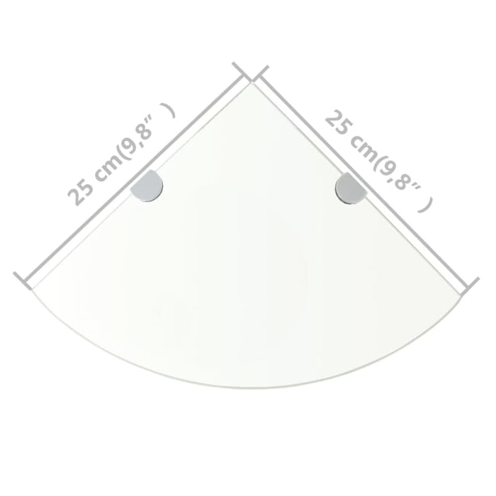 Corner Shelves 2 Pcs with Chrome Supports Glass Clear