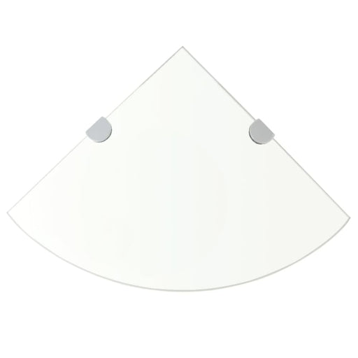 Corner Shelves 2 Pcs with Chrome Supports Glass Clear