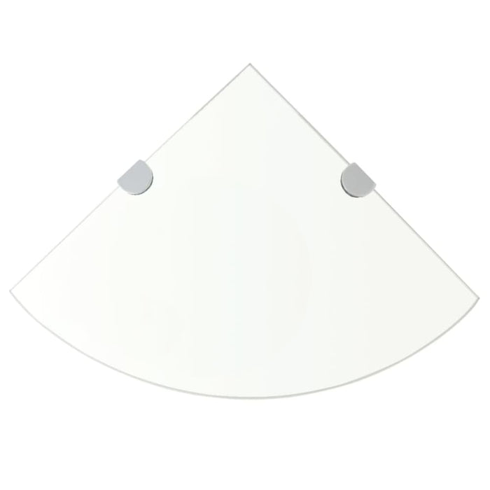 Corner Shelves 2 Pcs with Chrome Supports Glass Clear