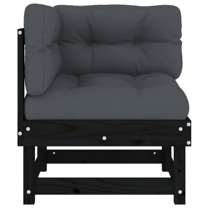 Corner Sofa with Cushions Black Solid Wood Pine Nxpaxl