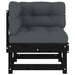 Corner Sofa with Cushions Black Solid Wood Pine Nxpaxl
