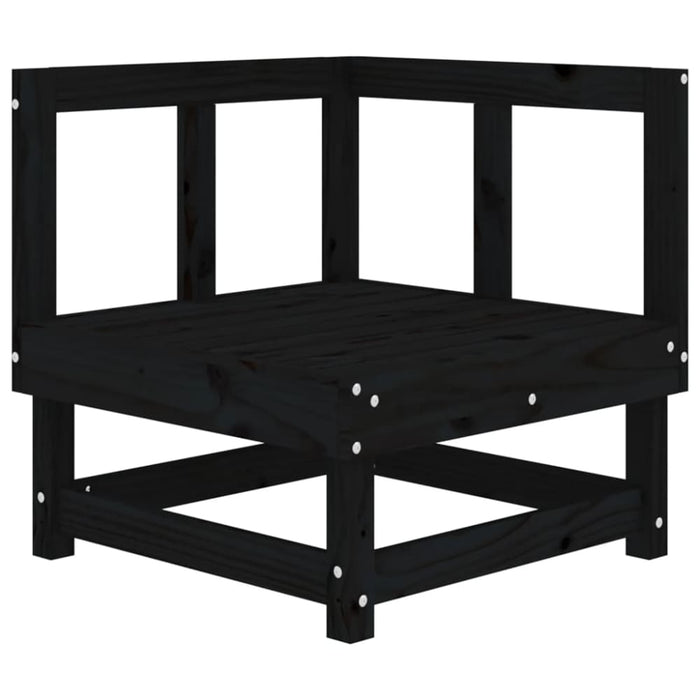 Corner Sofa with Cushions Black Solid Wood Pine Nxpaxl