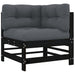 Corner Sofa with Cushions Black Solid Wood Pine Nxplpi