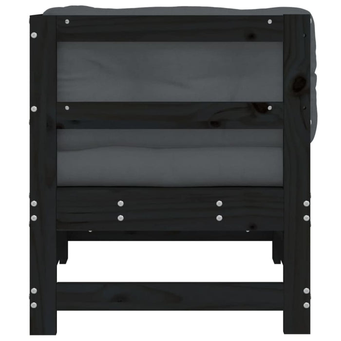 Corner Sofa with Cushions Black Solid Wood Pine Nxppap