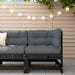 Corner Sofa with Cushions Black Solid Wood Pine Nxppap