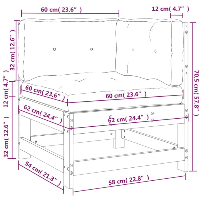 Corner Sofa with Cushions White Solid Wood Pine Nxppax