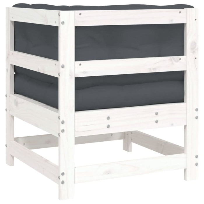 Corner Sofa with Cushions White Solid Wood Pine Nxppax