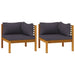 Corner Sofas 2 Pcs with Dark Grey Cushions Solid Acacia