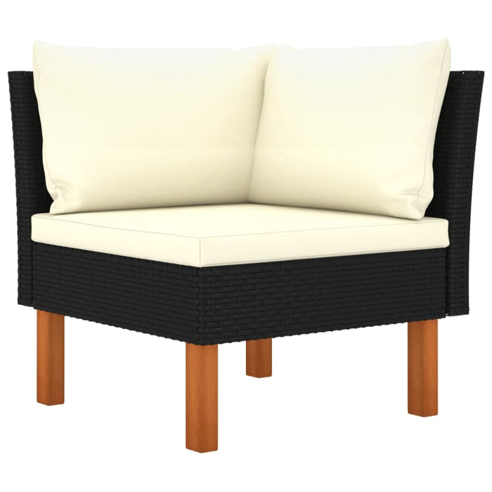 Corner Sofas 2 Pcs Poly Rattan and Solid Eucalyptus Wood